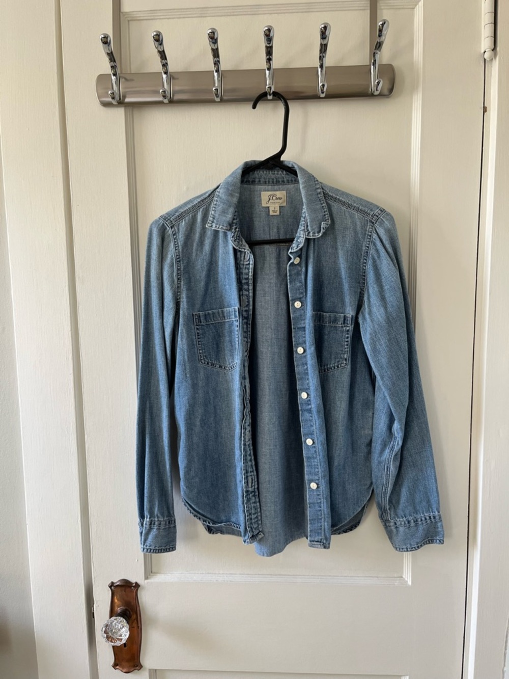 Women’s J. Crew Light Blue Ombre Jean Denim Button-Down Shirt (2)